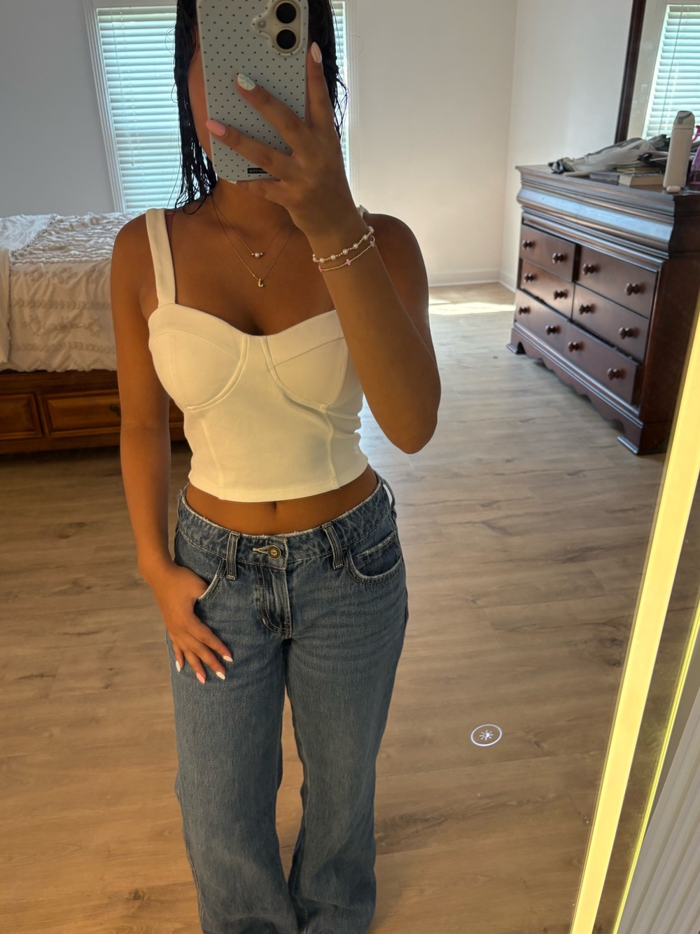 Shinestar White Bustier Crop Top with Structured Cups